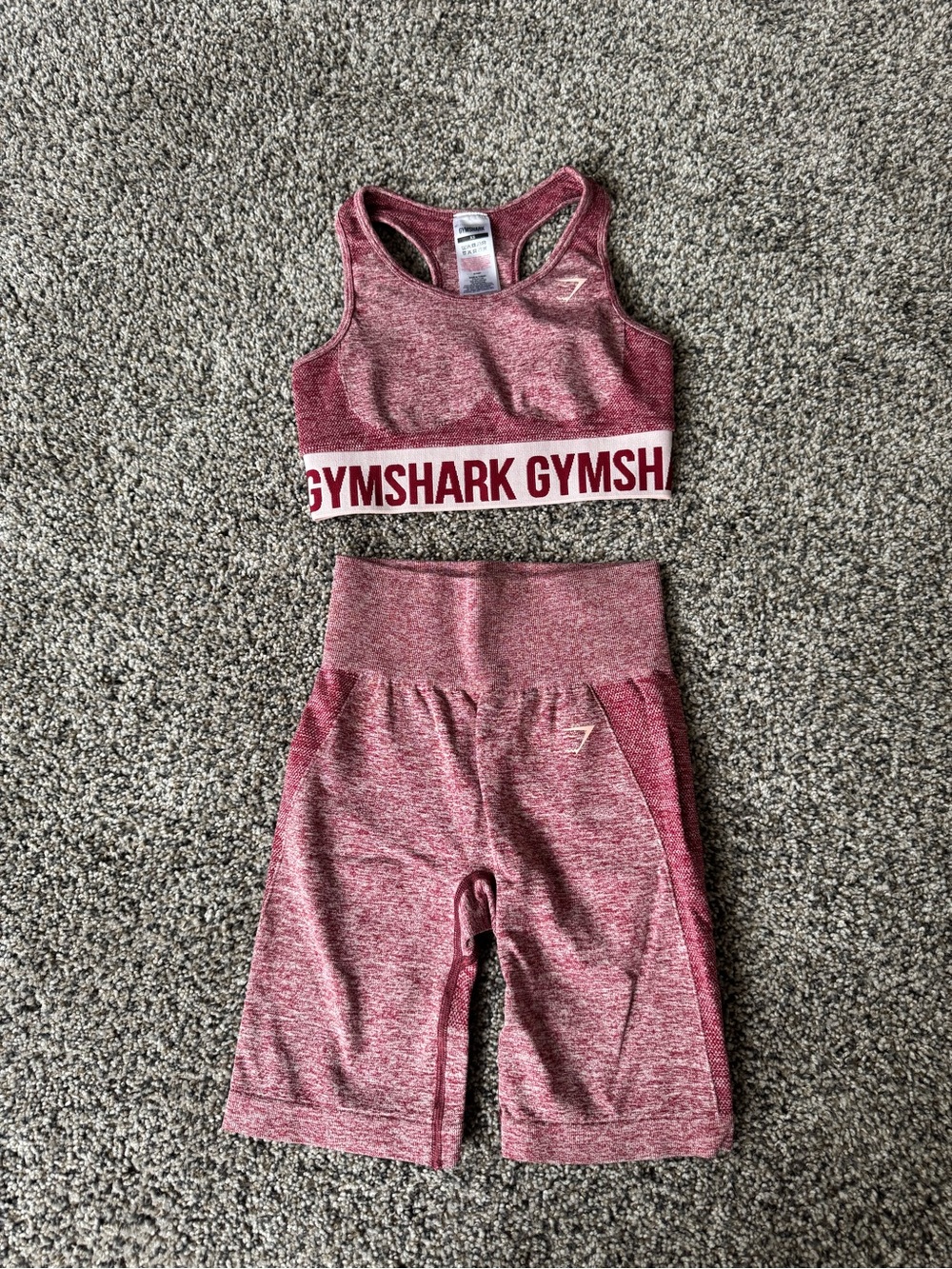 Gymshark Heather Rose Seamless Racerback Sports Bra and Shorts Set